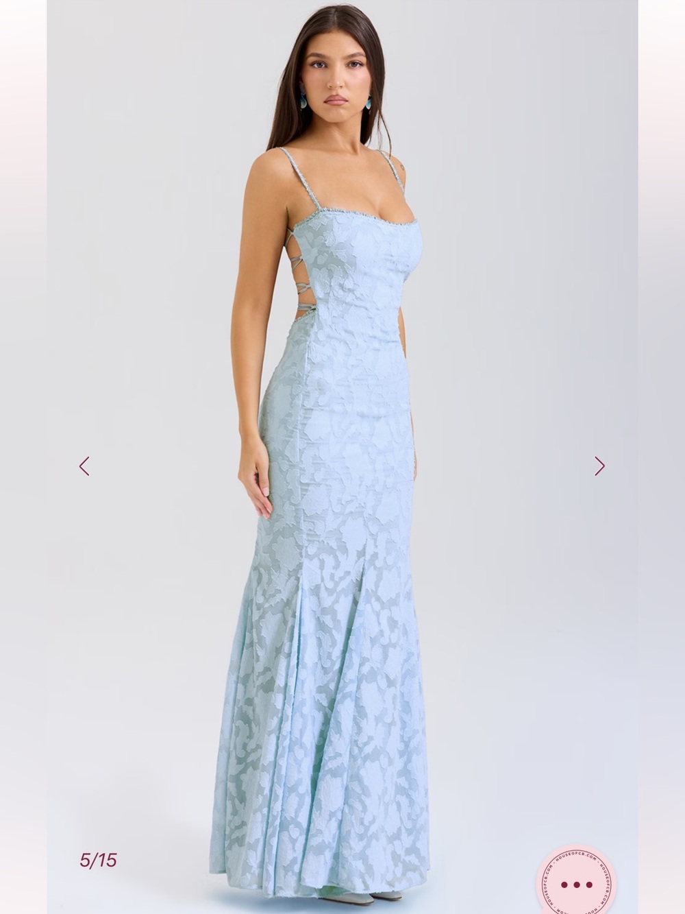 HOUSE OF CB Joan Bluebell Lace Up Back Maxi Dress NWOT